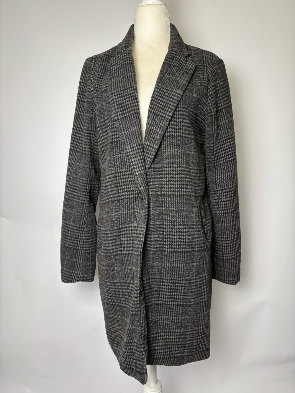 Love Tree Gray Plaid Tailored Trench Coat #P341